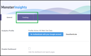tracking option in monster insights